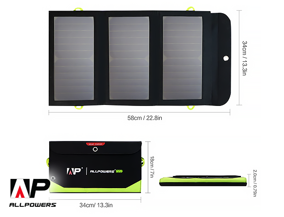 Allpowers: SP002 Solar Panel Built-in 10000mAh Battery 5V 21W